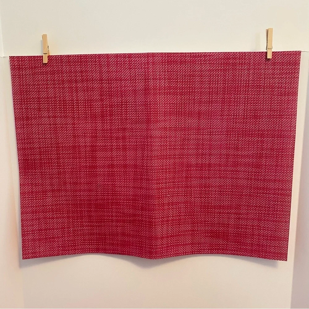 Mini Basketweave Woven Vinyl Placemats Pink Set of 6